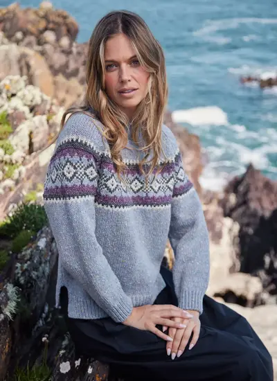 Fisherman Donegal Fairisle Chest Crew 
